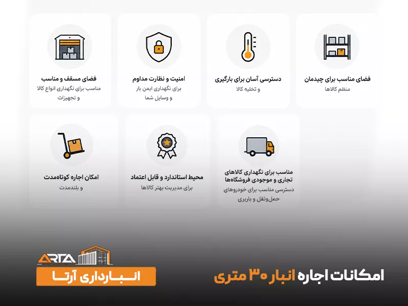 امکانات اجاره انبار 30 متری
