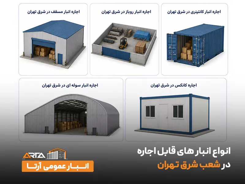 انواع انبار های قابل اجاره در شعب شرق تهران